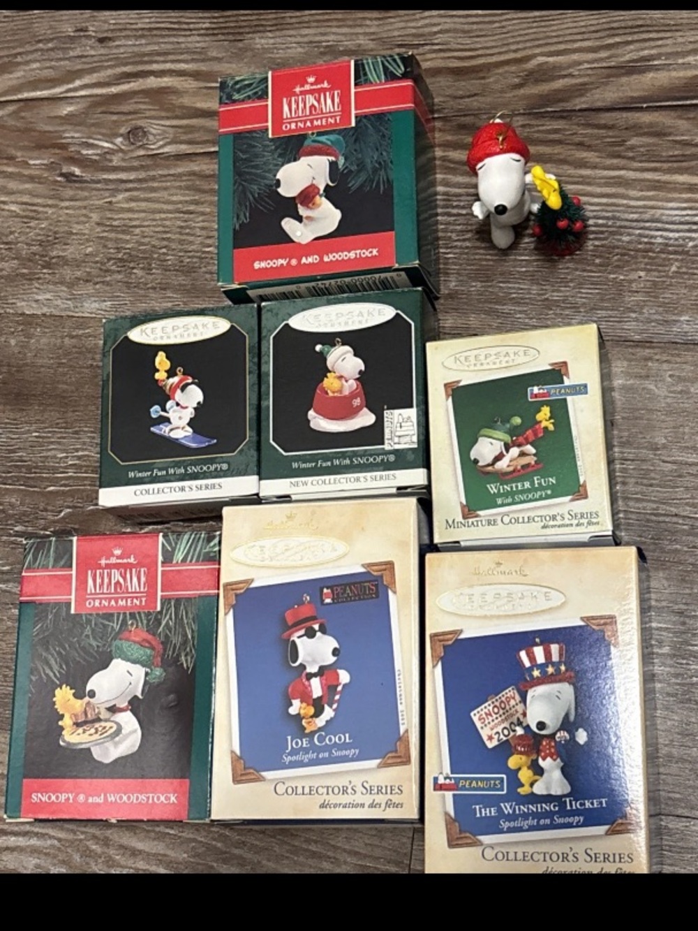 Hallmark Keepsake Ornaments Snoopy And Woodstock Lot Of 8 Vintage